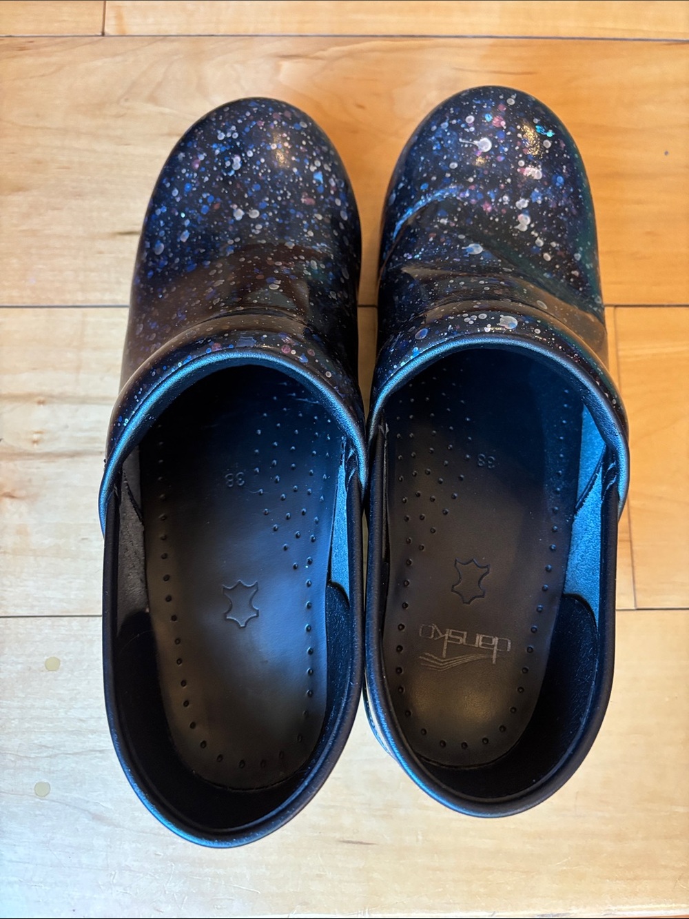 Dansko Black & Blue Galaxy-Print Clogs - Picture 4 of 5